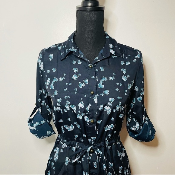 Maison Jules Blue Floral Long Sleeve Dress - Picture 2 of 11